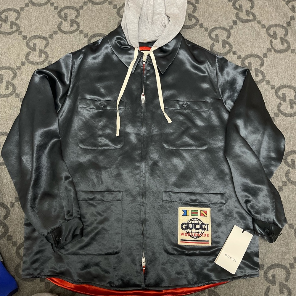 NEW WITH TAGS 100% AUTHENTIC GUCCI ACETATE SHIRT SWEATSHIRT SWEATER JACKET 48